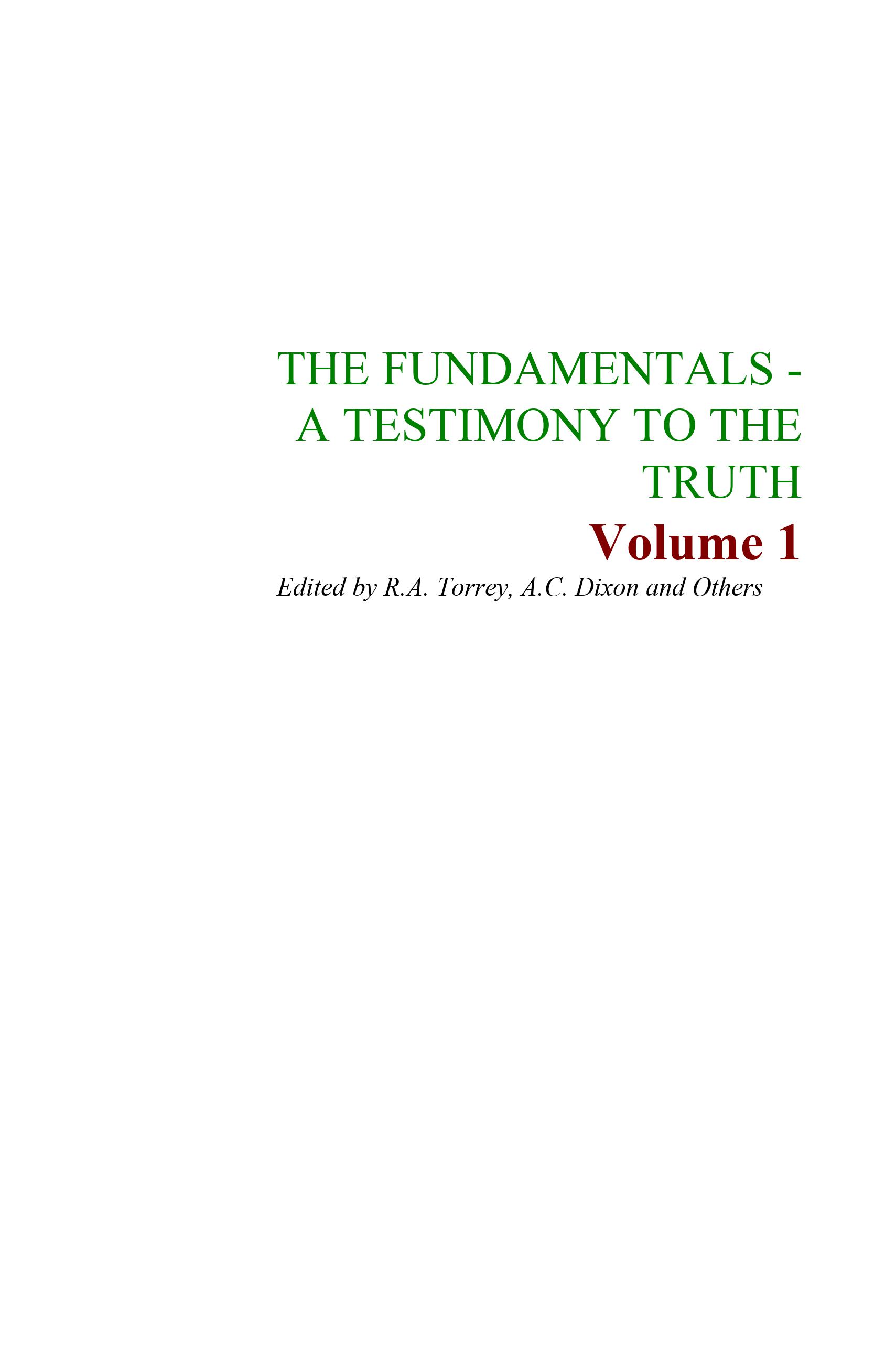 The Fundamentals, Volume 1